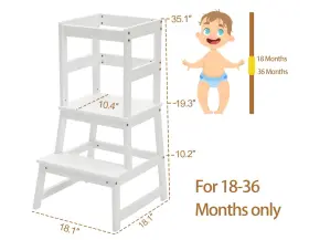 Lt-01w Mangohood 606479236805 Kitchen Step Stool For Kids And Toddlers With Safety Rail Children White