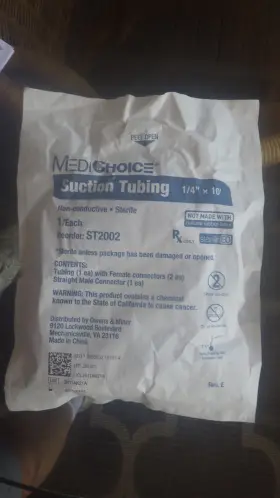St2002 Medchoice Sterile Suction Tubing 1/4 Inch Diameter X 10ft Length Ribbed W Male Conn