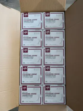 121050 Medline 250 Povidone-iodine Swabsticks 3-pack Box Of 25 X 10