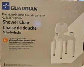Medline 193489038715 Premium Series Shower Chair With Backrest 350 Lb. Weight Capacity