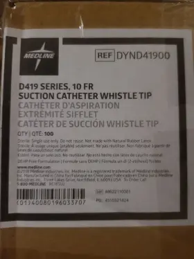 Dynd40970 Medline 100case D419 Series 10 Fr Sterile Suction Catheter Whistle Tip Dyn41900