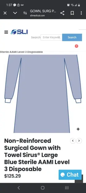 Dynjp2001s Medline Sirus Sterile Surgical Gown Blue L 20ct