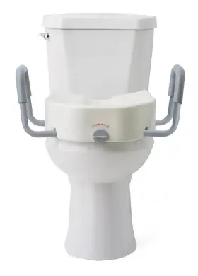 G4-503lrx1 Medline 5 Inch Elongated Toilet Seat Riser With Arms And Lock 400 Lb. Capacity