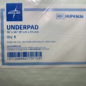 Hup43636 Medline Underpad Pad 36 Inch X Single Use 5 Quantity