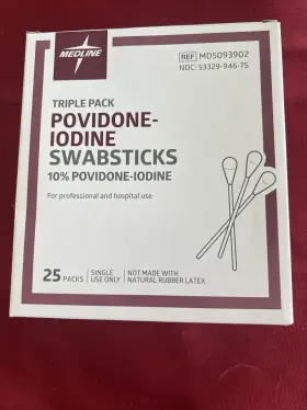 Mds093902 Medline Triple Pack Providone Iodine Swabsticks 25 Packs Of 3 -nib Expires 9/25