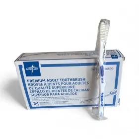 Mds136850 Medline Super Soft Premium White Adult Toothbrush - 24 Individually Wrapped