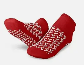 Mdt211218r Medline Lot Of 15 Double Tread Fall Prevention Red Slippers Small