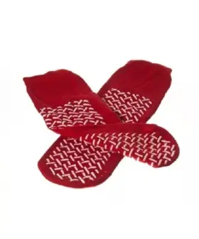 Mdt211218rxl Medline 5-pack Double Tread Fall Prevention Red Slippers Size-s