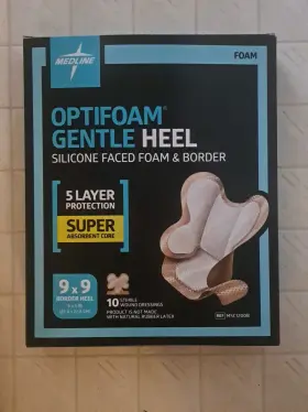 Msc1200b Medline Box Of Ten Optifoam Gentle Silicone-faced Foam And Border Heel Dressing