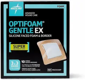 Mscex33ep Medline Optifoam Gentle Ex Bordered Foam Dressing 3 Inch X Each