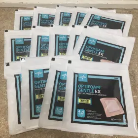 Mscex44ep Medline Optifoam Gentle Ex 4x4 Foam Dressings Lot Of 14 Exp 6/2026
