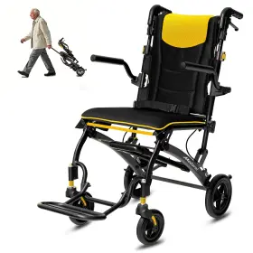 J023 Medorol Transport Wheelchair Lightweight Foldable Telescopic Handle Portable Blue