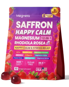 Us-gmy-an-01 Megneta Magnesium Glycinate Gummies 60 Count Sugar Free Mood Muscle Support Adults Calm