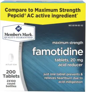 A9514 Members Mark 20 Mg Famotidine Acid Reducer 200 Count
