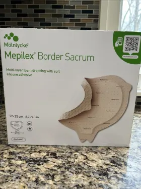 282455 Mepilex Border Sacrum 8.7 Inch X9.8 22x25cm Safetec Dressing Each Molnlycke