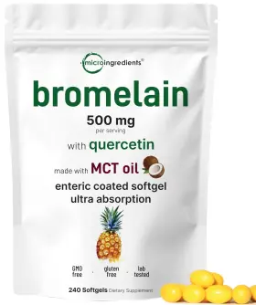 Micro Ingredients 850074438267 Bromelain 500mg Digestive Enzymes Quercetin Enteric Coated Softgels Ultra Joint