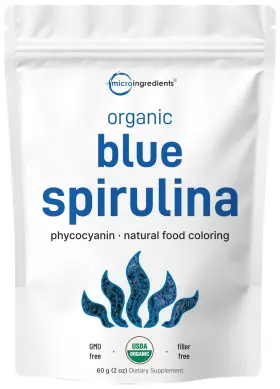 Charmh-240 Micro Ingredients Organic Blue Spirulina Powder 60 Servings Vegan Protein Algae Coloring Extract