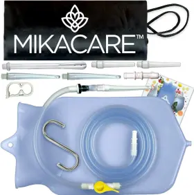 Mikacare 313115684653 Enema Bag Kit - 2 Quart Clear Non-toxic Silicone Coffee For Colon Cleansing An