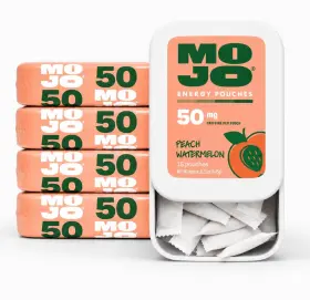 M1000 Mojo 198816000052 Energy Pouches Peach Watermelon 50mg Caffeine 15 Count Pack Of 5 Flavor