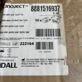 8881516937 Monoject General Purpose 6ml Syringe Luer Lock Tip 8 X 50/bx #8881516937 400