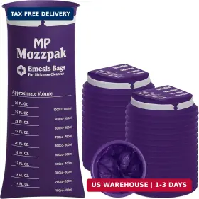 Mp Mozzpak Inc 197644891436 Vomit Bags Disposable 50 Pack - 1000ml Emesis Leak-proof Barf B