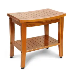 A002 Mrteak Shower Bench 20 Solid Teak Wood Waterproof Shelf Handle Premium Seat