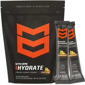 1134320320 Mtn Ops Electrolyte Powder Drink Mix 1000mg Single Serving On-the Go Mango Hydrate Packs