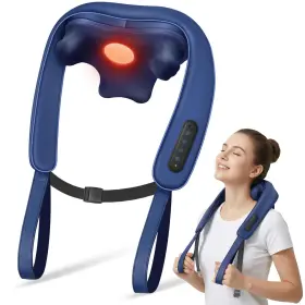 Fe-4060v Musugy 774882429395 Neck Massager Cordless Heat 3 Modes 2 Intensity Deep Tissue Blue Shoulder