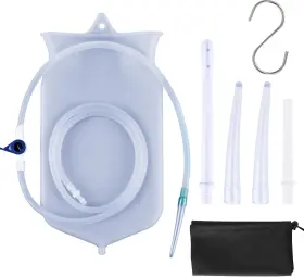 Mym 313109325371 Silicone Enema Bag Kit - 2 Quart 5 Multi-size Reusable Nozzle Sets