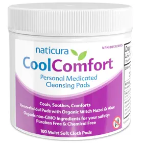 001138 Naticura Coolcomfort Personal Cleansing Pads With Organic Witch 100 Count Pack Of 1