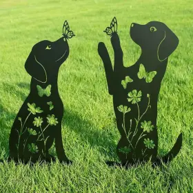 Natural Honey 721207145133 Metal Dog Garden Decor Stakes For Charming Outdoor Art