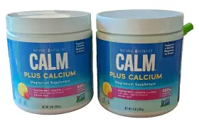 Natural Vitality 183405043558 Lot Of 2 Calm Raspberry Lemon Drink Mix 8 Oz Each Exp 07/25
