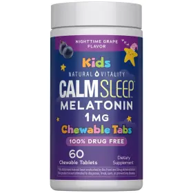 Natural Vitality 850074790037 Chewable 1mg Tablets 60 Count Sleep Supplement Grape Melatonin