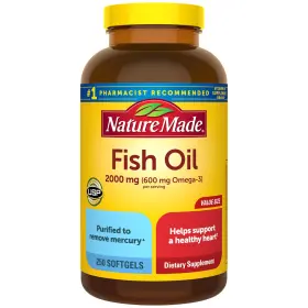 Nature Made 031604007287 Fish Oil Omega 3 Supplements 2000mg 250 Softgels Serving Healthy
