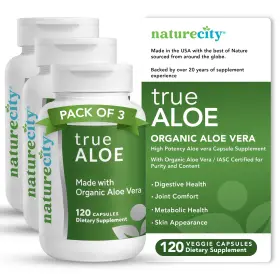Avc120 Naturecity Aloe Vera Capsules 360 Count Pack Organic Truealoe Supports Digestive
