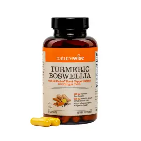 Naturewise 810157851581 Turmeric Boswellia Supplement 600mg 60 Capsules Organic Ginger