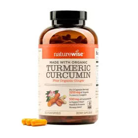 Nw10136 Naturewise Turmeric Curcumin 2250mg 95% Curcuminoids Bioperine 360 Count Black