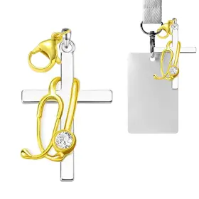 Z178 Nexolia Golden Cross With Stethoscope Charm Badge Buddy Medical Reel Charms