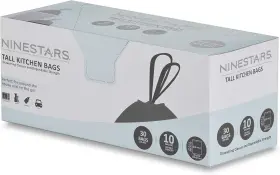 Nstb-10-30 Ninestars Extra Strong White Trash Bag With Drawstring Closure