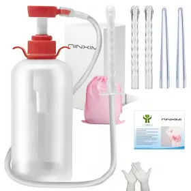 Ninxi-pp2 Ninximi Vaginal Douche Enema Cleaner 600ml Reusable Manual Pressure Anal Clea