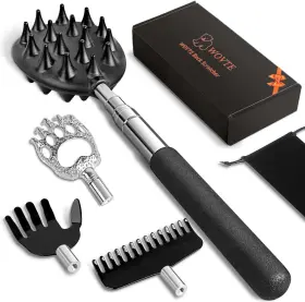 Tpam-20 Nobrand Extendable Back Scratcher With 4 Detachable Heads Gifts For Men Women