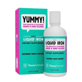 Novaferrum 352304888311 Iron Supplement 16 Fl Oz 18mg Gluten Free Sugar Raspberry Grape Liquid Yummy