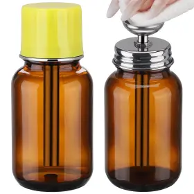 P51011-nl-us Noverlife 2pcs 4oz / 120ml Amber Glass Dispenser Bottles With Lid Leakproof Acetone Di