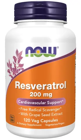 3354 Now Foods Support Heart Health Daily - Resveratrol 200mg 120 Veg Capsules