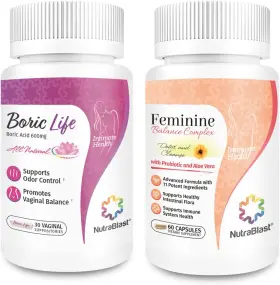 Nutrablast 644766056392 Boric Acid Vaginal Suppositories 600mg 30 Count Bundle With