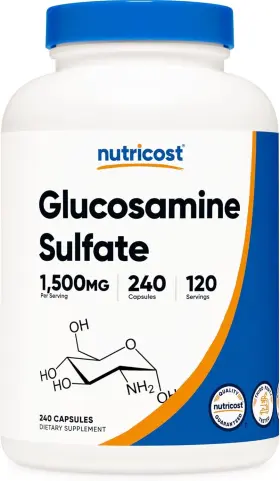 Nutricost 702669935104 Glucosamine Sulfate 1500mg 240 Capsules - Count Pack Of 1