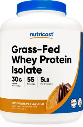 Nc-gfwpi-chocpb5 Nutricost Whey Protein Isolate Grass Fed 5lb Chocolate Peanut Butter