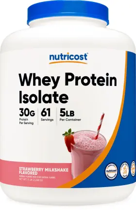 Nc-wpi-5lb-str Nutricost Whey Protein Isolate Powder 5lb Strawberry Milkshake Ntc069304 5lbs