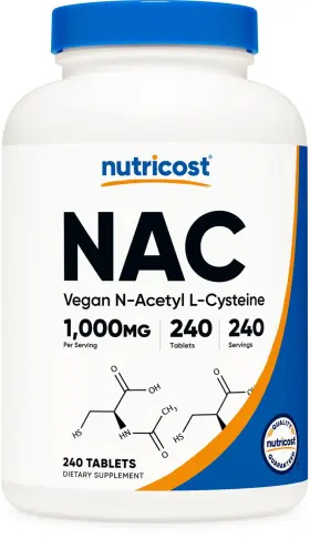Ntc-30099 Nutricost Nac N Acetyl L Cysteine 1000 Mg 240 Vegan Tablets Gluten Free