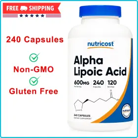 Ntc049101 Nutricost Alpha Lipoic Acid 600mg Per Serving 240 Capsules -gluten Free Non-gmo